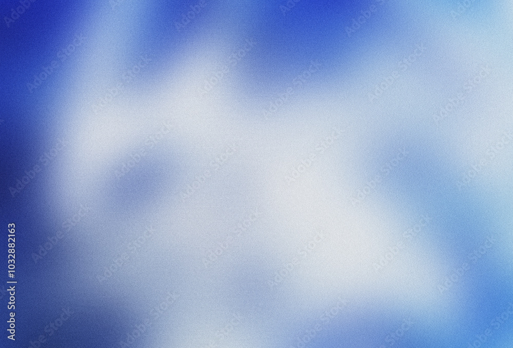 Blue White Grain Texture Background. Modern Noise Effect and Blurred Background. Abstract Gradient Color, Retro Film Grainy Blur Design for Template, Poster, Cover, Banner. Rough grunge grain noise.