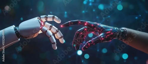 AI chatbot and robot touch data network for business tech transformation