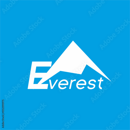Everest logo text design on blue background.