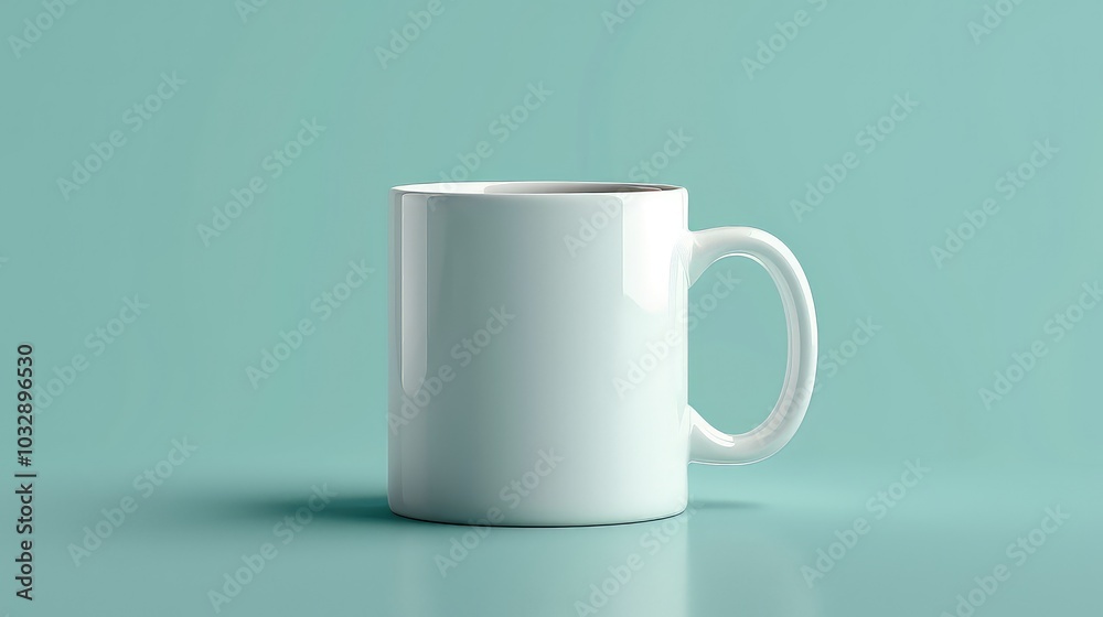 Fototapeta premium Blank White Mug Mockup Isolated on Simple Background