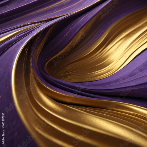 abstract designful purple and gold wave pattern isolated photo