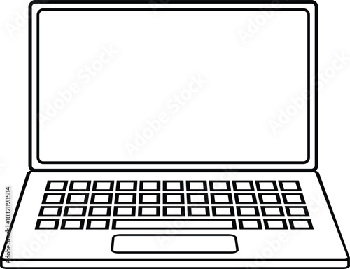 Laptop, Computer Simple Line Icon