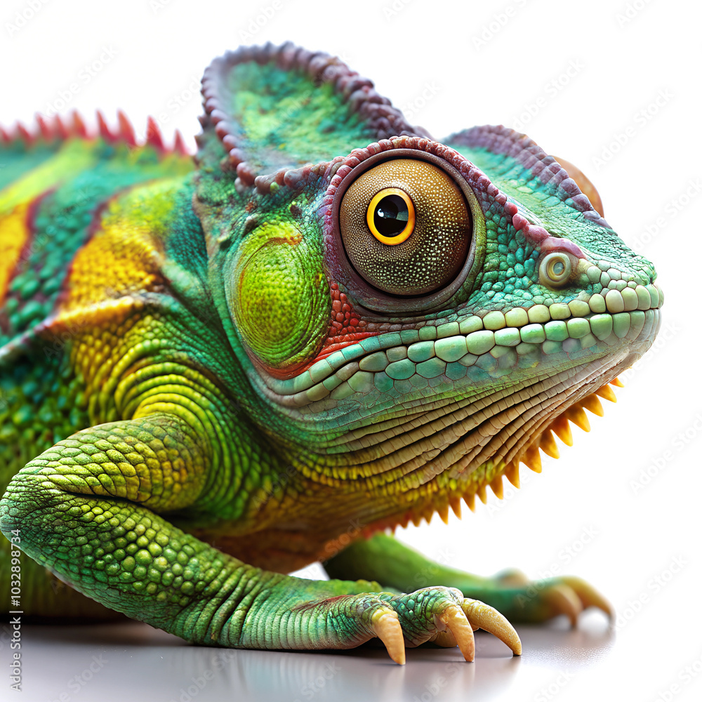 Fototapeta premium Chameleon on White Background. 
