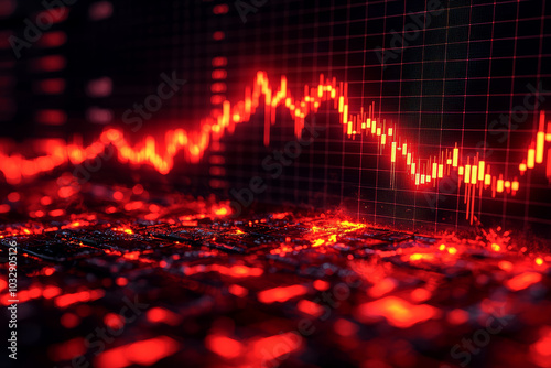 Wallpaper Mural A stock market graph showing the rise and fall of a company's share prices, illustrating the fluctuations in the market. Concept of finance. Torontodigital.ca