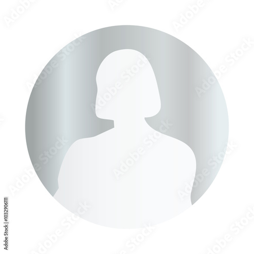 Silver Gradient Default Short Hair Female Avatar Profile Icon, Suitable for Social Media Dating Online