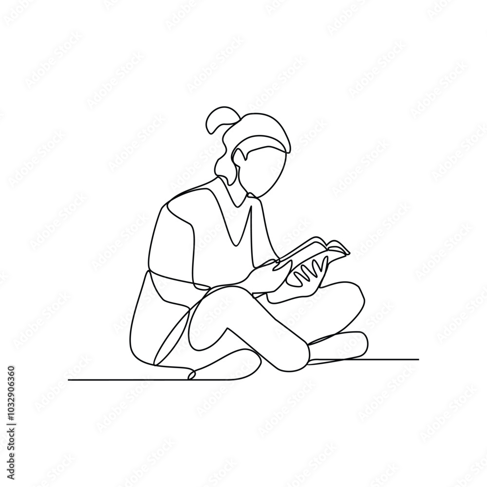 One continuous line drawing of people with reading activity illustration. Reading design in simple continuous linear style vector concept. Reading themes design for educational presentation purpose. One continuous line drawing of people with reading activity illustration. Reading design in simple continuous linear style vector concept. Reading themes design for educational presentation purpose.