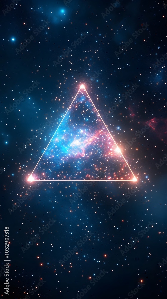 86. A celestial 3D triangle starfield, with twinkling stars against a dark background 86. A celestial 3D triangle starfield, with twinkling stars against a dark background