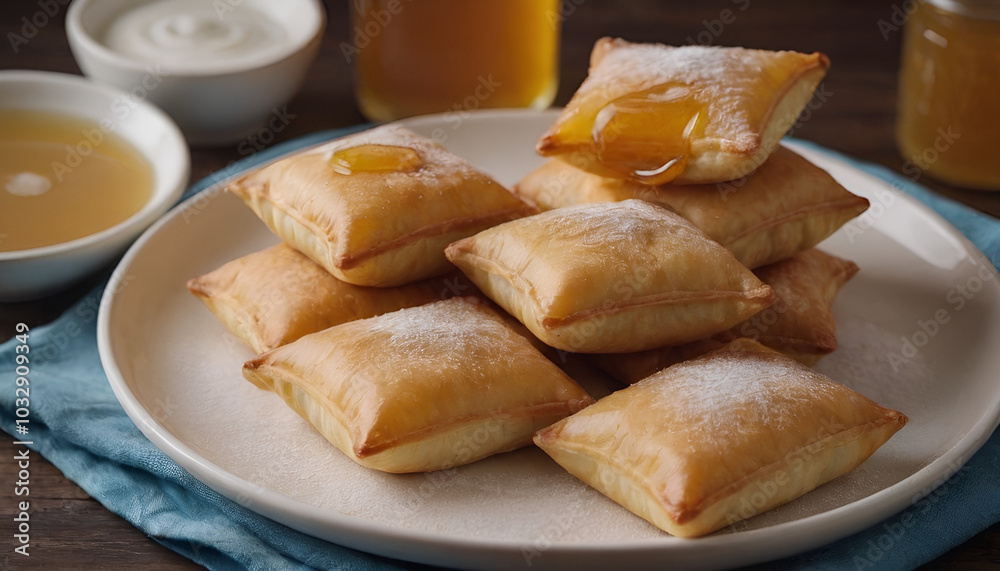 sopapillas with honey on a plate sopapillas with honey on a plate