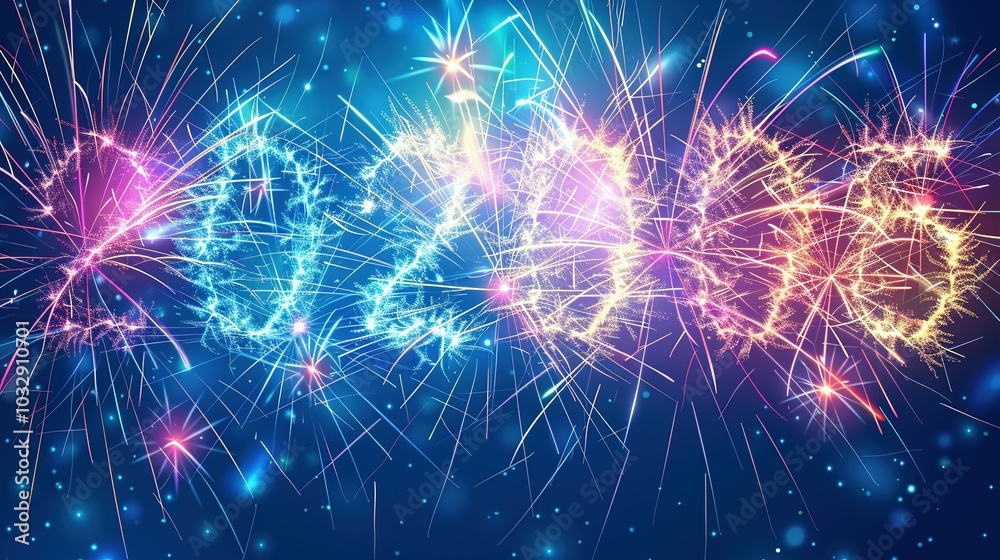 Fototapeta premium Fireworks Display Forming the Number 2020