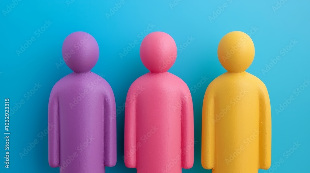 Three Colorful Figures Representing Diversity Three Colorful Figures Representing Diversity
