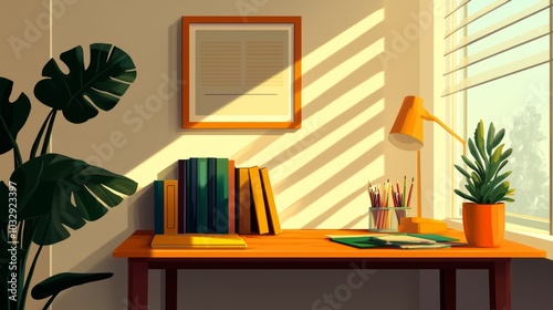 Wallpaper Mural Cozy Room with Books and Plants in Serene Light Torontodigital.ca