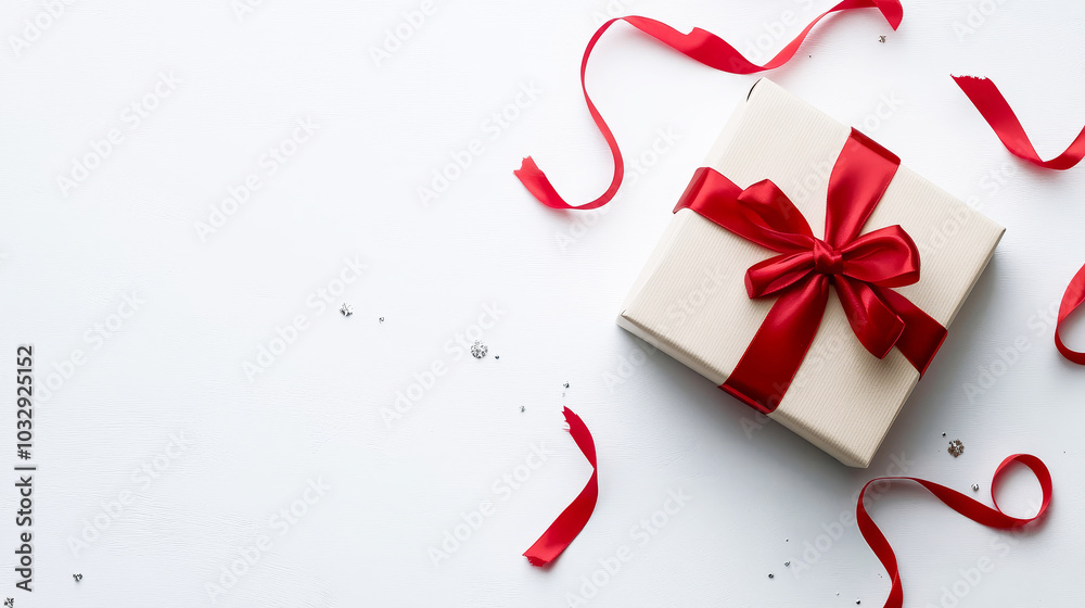 Gift box with red ribbon isolated on white background. Gift box with red ribbon isolated on white background.