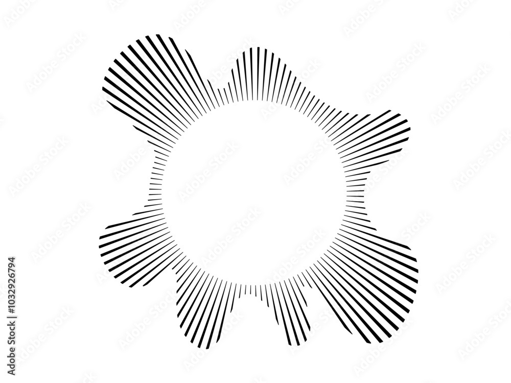 Fototapeta premium Circular sound wave. Sound line, radial spectrum, sound equalizer. Circular geometric wavy frame. Radial spectrum. Vector illustration.