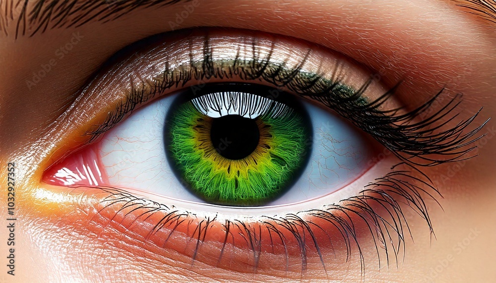 Fototapeta premium Eye with Flat Green Iris: A Vibrant Visual