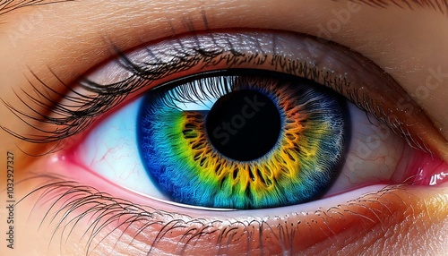 Eye with Flat Multicolored Iris: A Vibrant Visua