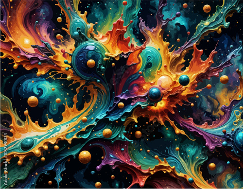 Surreal Abstract Representation - Microscopic Wonder of Living Amoeba or Bacteria