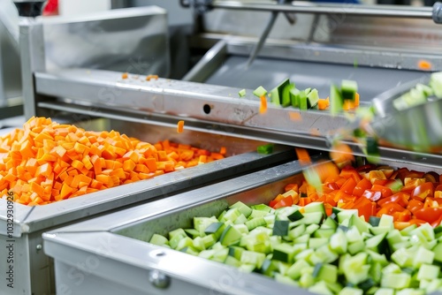 Precision Processing of Fresh Vegetables in a Contemporary Industrial Kitchen