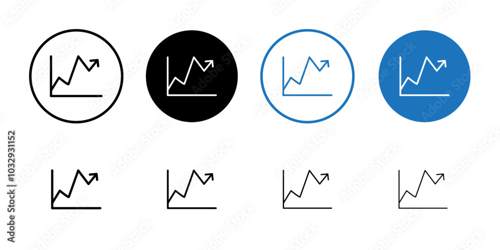 Line chart icon Flat fill set collection