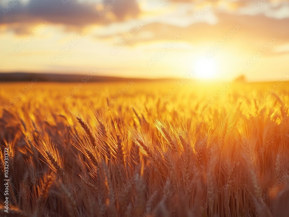 Golden Hour Sunrise Over Wheat Fields Golden Hour Sunrise Over Wheat Fields