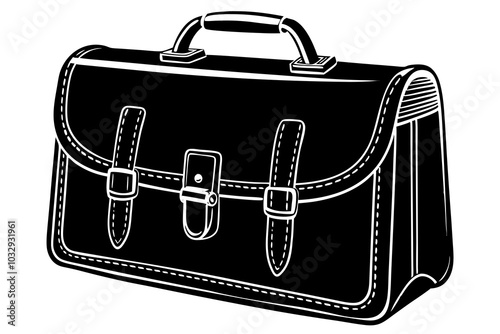 Isolated classic business bag. Isolated classic leather business bag