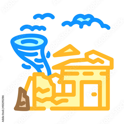 damage hurricane disaster color icon vector. damage hurricane disaster sign. isolated symbol illustration