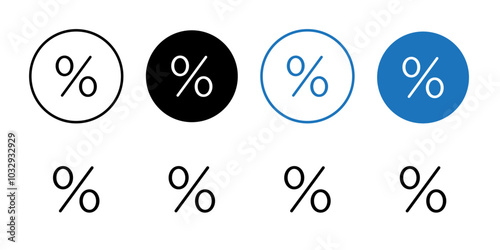 Percentage icon Flat fill set collection