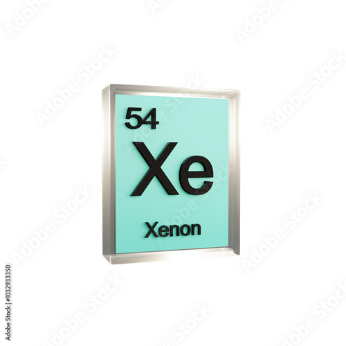 Xenon side - Periodic Table Element, Scientific and Educational Use, Transparent and Translucent Design, 3D Render photo