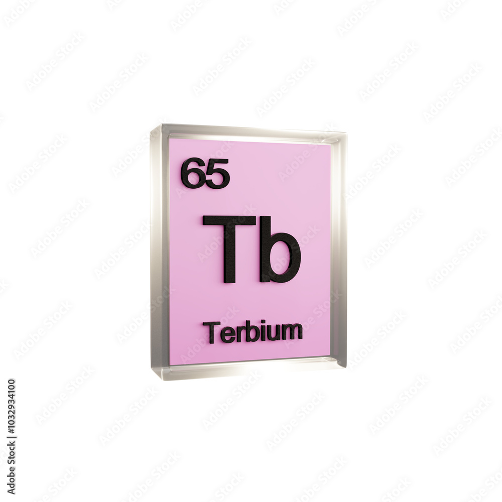 Terbium side - Periodic Table Element, Scientific and Educational Use, Transparent and Translucent Design, 3D Render Terbium side - Periodic Table Element, Scientific and Educational Use, Transparent and Translucent Design, 3D Render