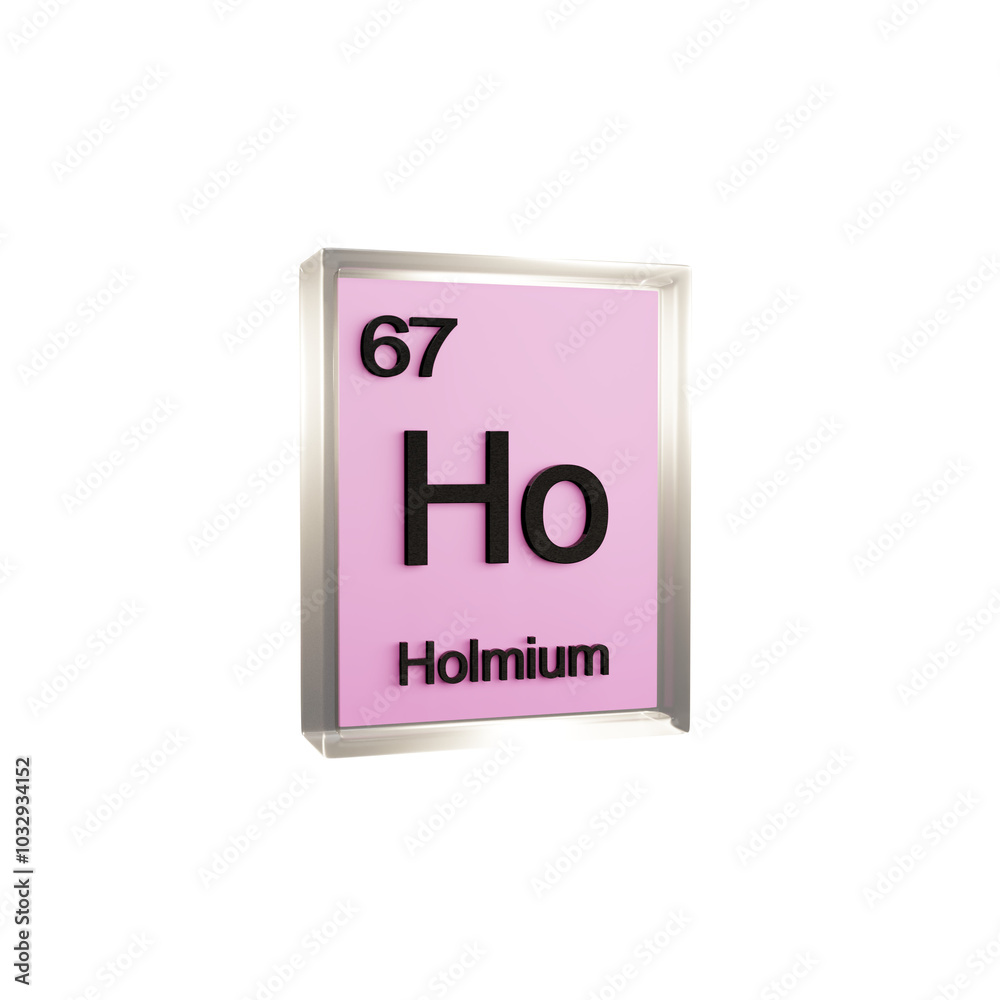 Holmium side - Periodic Table Element, Scientific and Educational Use, Transparent and Translucent Design, 3D Render