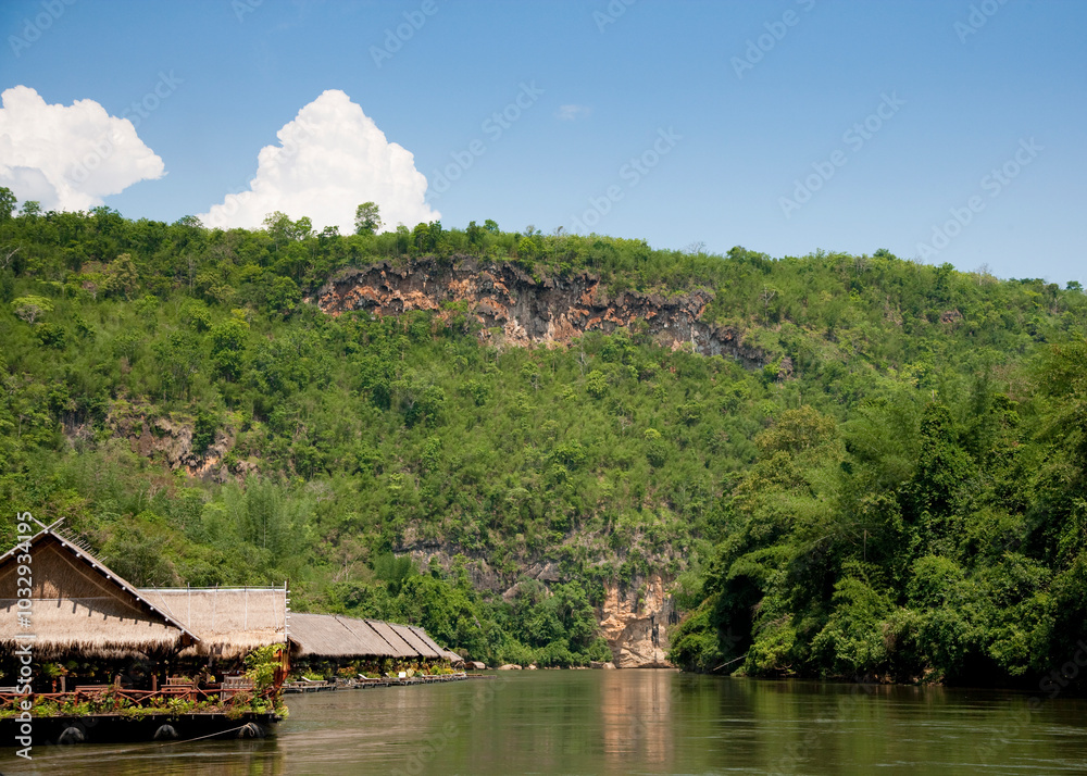 River Houses on the River Kwai, Kanchanaburi, Thailand River Houses on the River Kwai, Kanchanaburi, Thailand