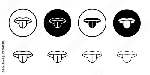 Tongue icon Flat fill set collection