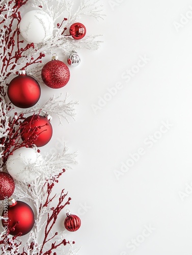 Seasonal Holiday Decorations on White Background