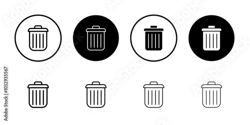 Trash Bin icon Flat fill set collection