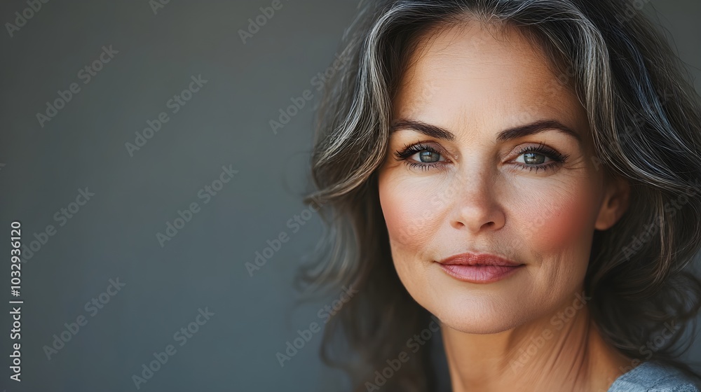 Aging woman with visible wrinkles and gray hair, transforming into her younger self with glowing skin, dark hair, and a vibrant, youthful appearance Aging woman with visible wrinkles and gray hair, transforming into her younger self with glowing skin, dark hair, and a vibrant, youthful appearance