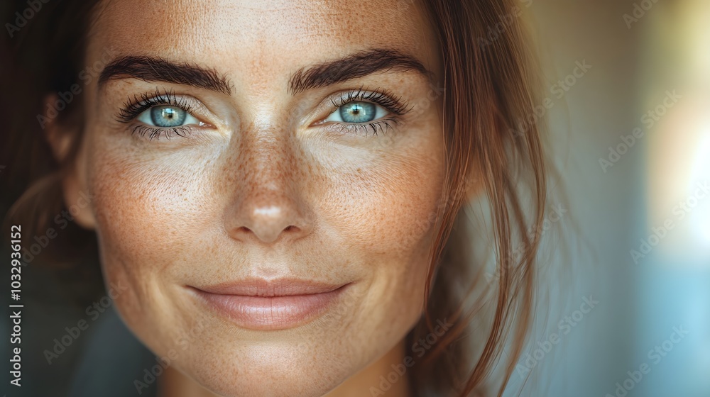 Aging woman's face with fine lines and texture transforming into a youthful, dewy-skinned face, showcasing skincare results and renewal Aging woman's face with fine lines and texture transforming into a youthful, dewy-skinned face, showcasing skincare results and renewal