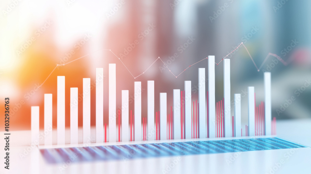 3D rendered bar graph with liquidity pools and financial data visualization 3D rendered bar graph with liquidity pools and financial data visualization