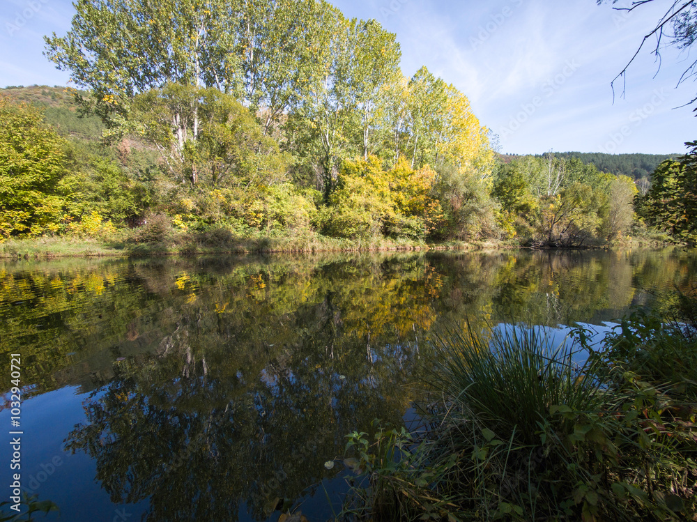 Fototapeta premium Landscape of Iskar river near Pancharevo lake, Bulgaria