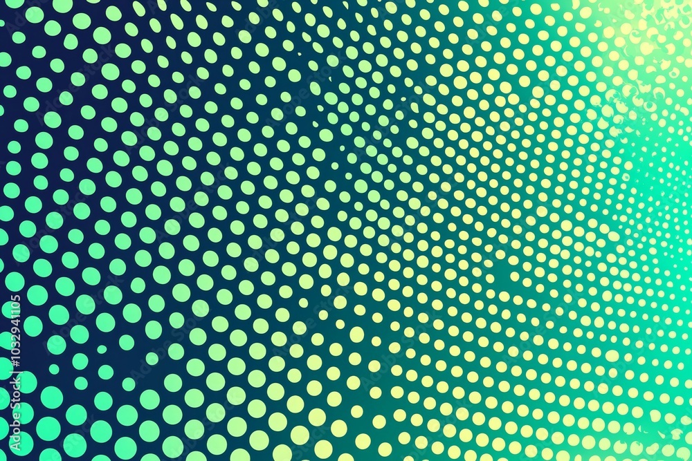 Colorful abstract pattern with circular dots in gradient shades of green and yellow