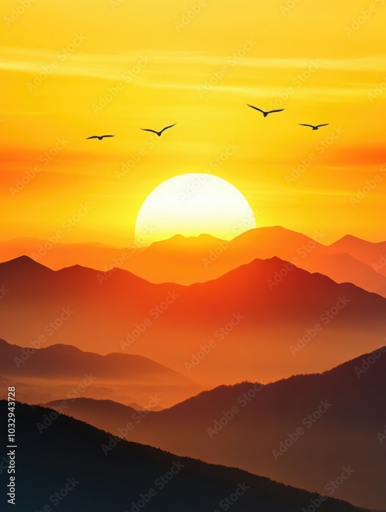 Sunset Serenade: High-Def Photography of Mountains and Skies with Soaring Birds Sunset Serenade: High-Def Photography of Mountains and Skies with Soaring Birds
