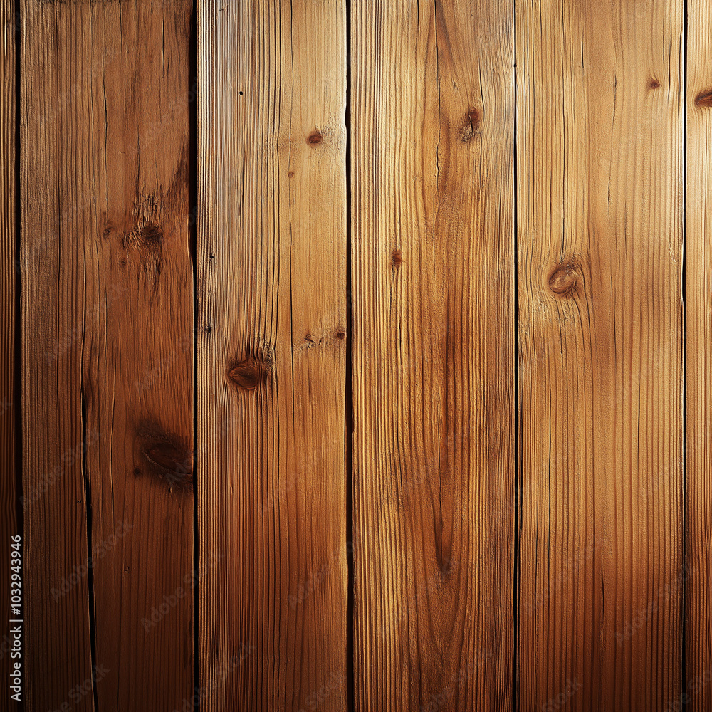 Fototapeta premium Warm Lighting Accentuates the Natural Wood Grain Background
