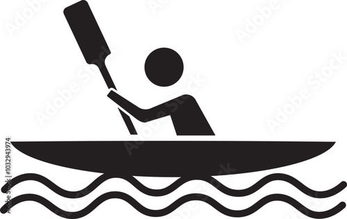 The illustration of a person rowing a boat icon