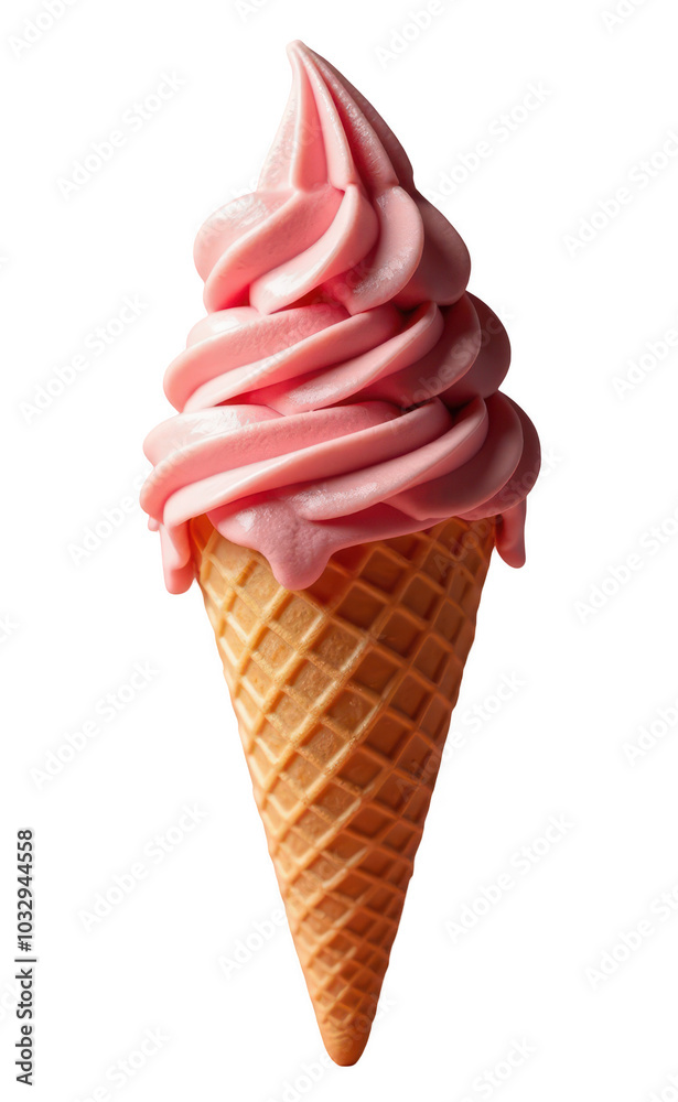 Strawberry cone ice cream isolated on transparent background. Strawberry cone ice cream isolated on transparent background.