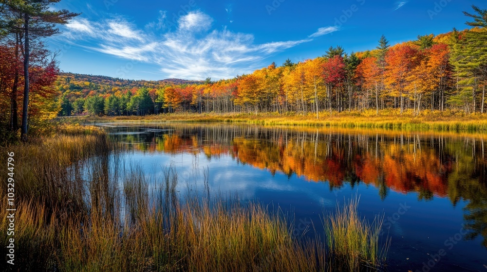 Tranquil Autumn Scene with Reflections in Water Tranquil Autumn Scene with Reflections in Water