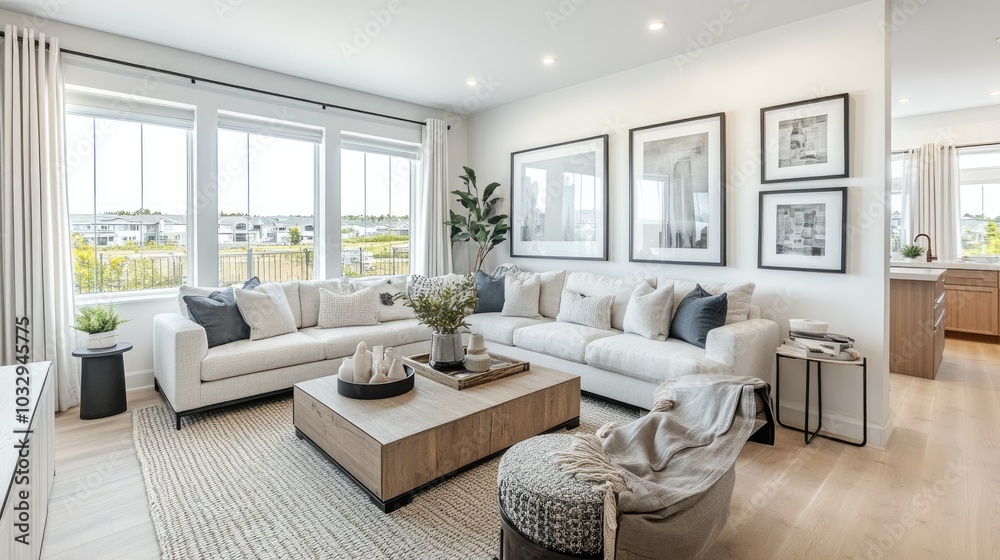 Fototapeta premium Modern Living Room with Minimalist Design Elements