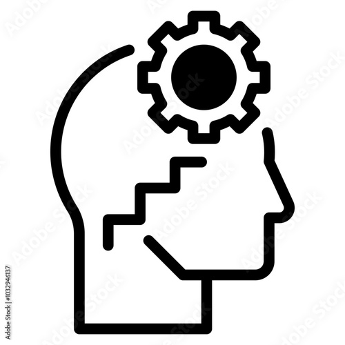 Human head gears tech icon, Cogwheel engineering technological inside brain, Artificial intelligence.