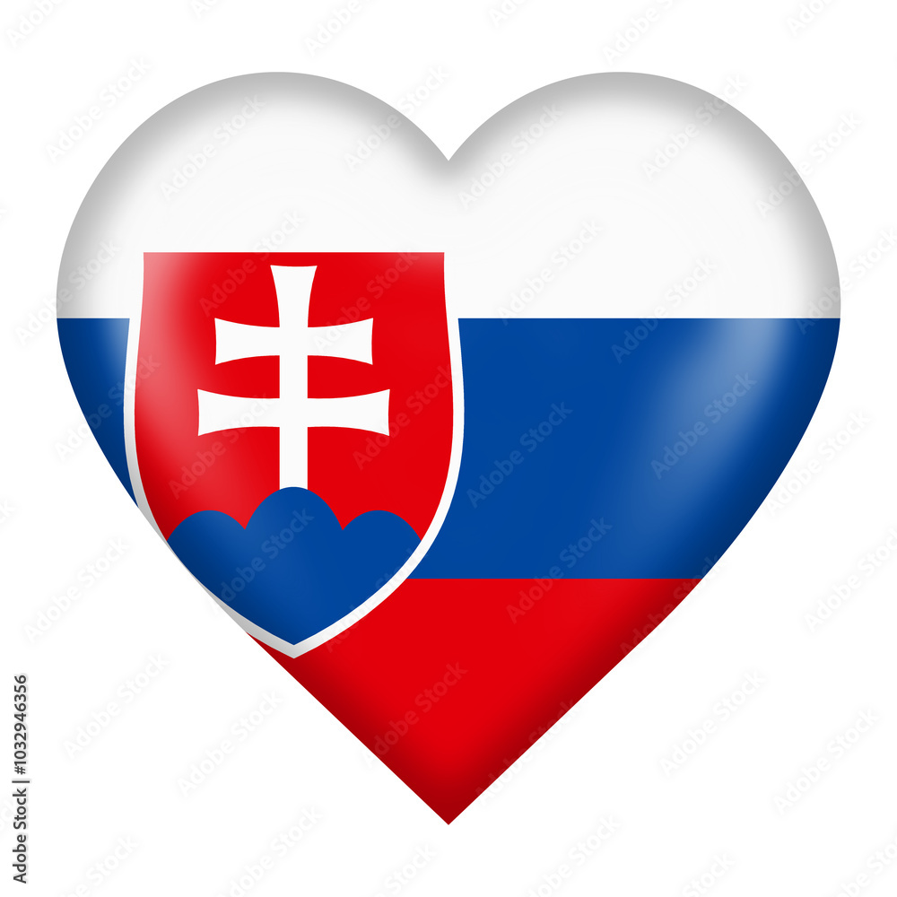 Obraz premium Slovakia flag heart button with clipping path