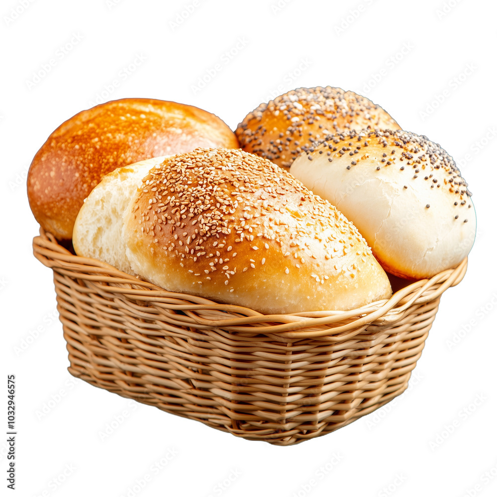 Assortment of fresh bakery bread rolls in a wicker basket Assortment of fresh bakery bread rolls in a wicker basket