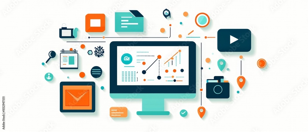 Modern Digital Project Management Illustration Modern Digital Project Management Illustration
