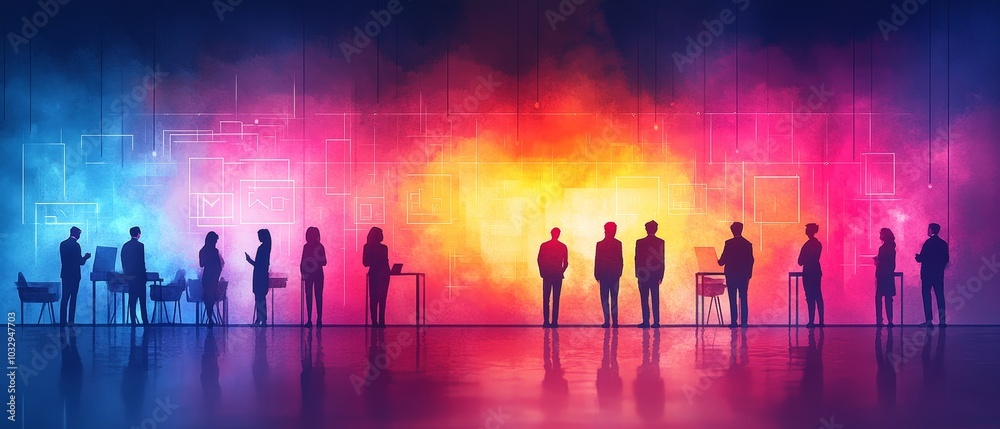 Creative Watercolor Illustration of a Group Project Creative Watercolor Illustration of a Group Project