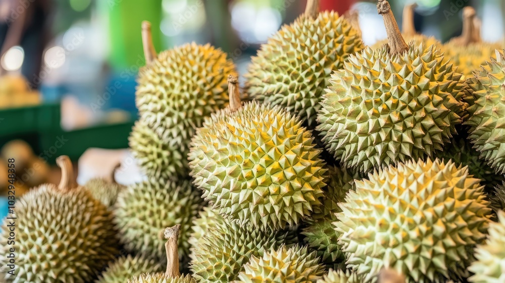 Exotic Spiky Fruit at Market Stall Exotic Spiky Fruit at Market Stall